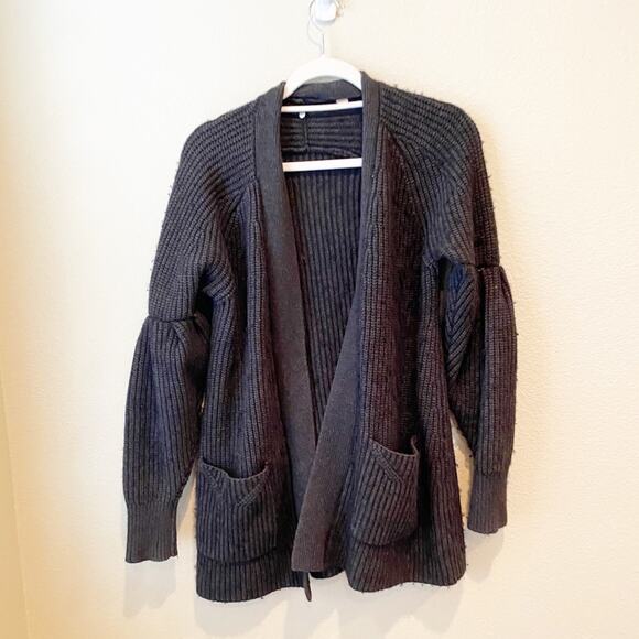anthro knitted & knotted posie charcoal knitted cardigan sweater small - Picture 2 of 7